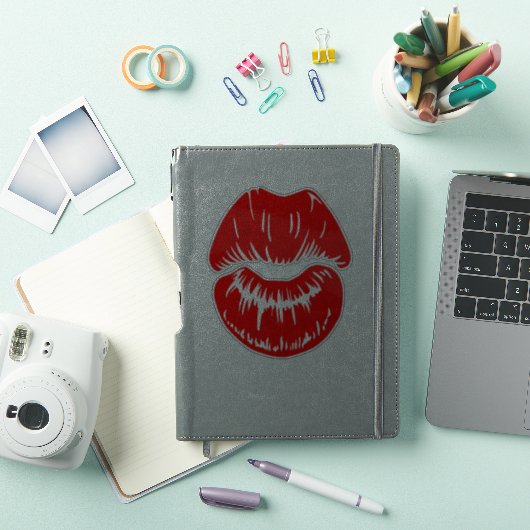 Bright Red Lipstick Kiss Mark Sticker (iPad Cover)
