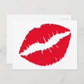 Bright Red Lipstick Kiss White Briefkaart (Voorkant / Achterkant)