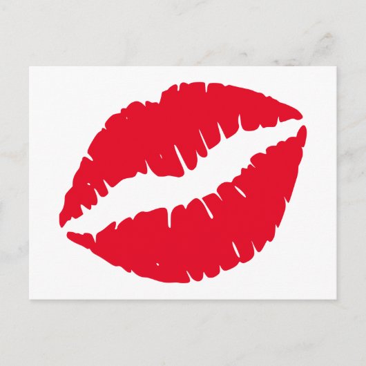 Bright Red Lipstick Kiss White Briefkaart (Voorkant)