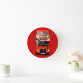 Bright Red London Bus Clock Ronde Klok (Huis)