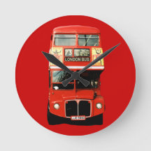 Bright Red London Bus Clock