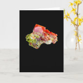 Bright Red Lustrous Wulfenite Crystal Tekst toevoe Kaart (Gele Bloem)