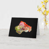 Bright Red Lustrous Wulfenite Crystal Tekst toevoe Kaart (Gele Bloem)