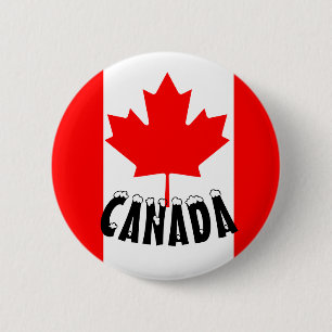 Bright Red Maple Leaf Canada Flag Ronde Button 5,7 Cm