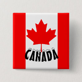 Bright Red Maple Leaf Canada Flag Vierkante Button 5,1 Cm