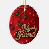Bright Red Merry kerst Keramisch Ornament (Rechts)