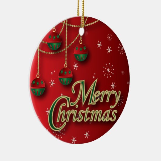 Bright Red Merry kerst Keramisch Ornament (Rechts)