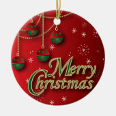Bright Red Merry kerst Keramisch Ornament (Voorkant)