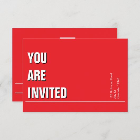 Bright Red Minimal Church Uitnodigen (Voorkant / Achterkant)