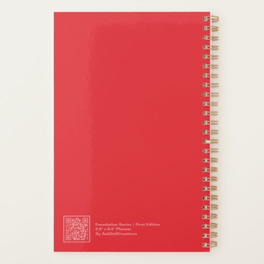 Bright Red Minimalist Planner (Achterkant)