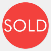 Bright Red Modern Typography Custom Verkocht Ronde Sticker (Voorkant)