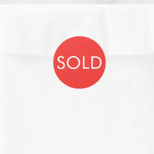Bright Red Modern Typography Custom Verkocht Ronde Sticker