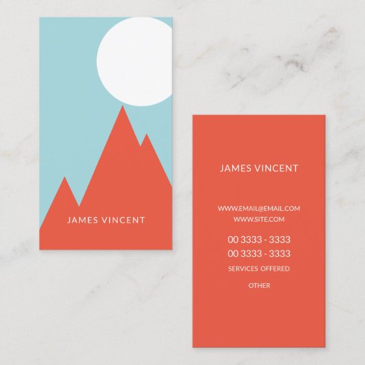 Bright Red Mountains Soft Cyan Visitekaartje (Voorkant / Achterkant)