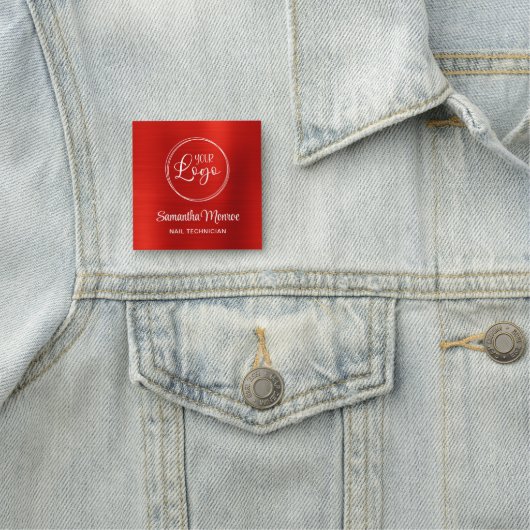 Bright Red Ombre uw zakelijke Logo hier Naamplaatje (In situ)