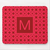 Bright Red Ornate Pattern Monogrammed Muismat (Voorkant)