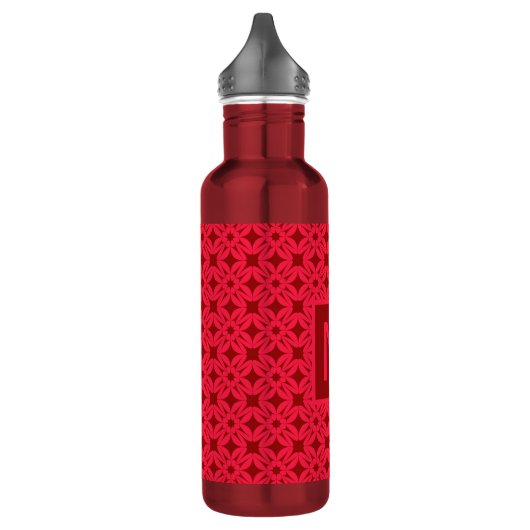 Bright Red Ornate Pattern Monogrammed Waterfles (Links)
