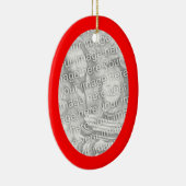 Bright Red Oval Shape Border Foto Keramisch Ornament (Rechts)