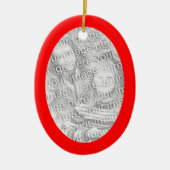 Bright Red Oval Shape Border Foto Keramisch Ornament (Voorkant)
