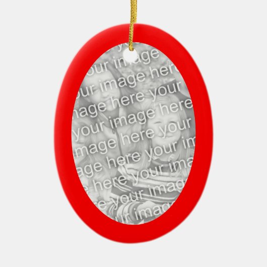 Bright Red Oval Shape Border Foto Keramisch Ornament (Voorkant)