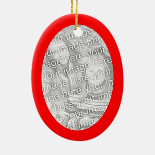 Bright Red Oval Shape Border Foto Keramisch Ornament (Achterkant)