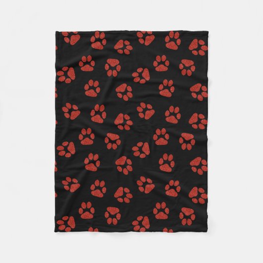 Bright Red Paw Print Dog Owner Xmas Animal Fleece Deken (Voorkant)