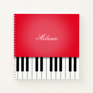 Bright Red Piano Music-toetsenbord op maat Notitieboek