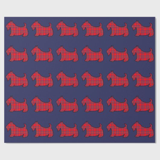 Bright Red Plaid Schotse Terrier Wrapping Papier (Vlak)