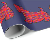 Bright Red Plaid Schotse Terrier Wrapping Papier (Rol Hoek)