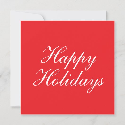 Bright Red Plain Elegant Happy Holidays Card (Voorkant)