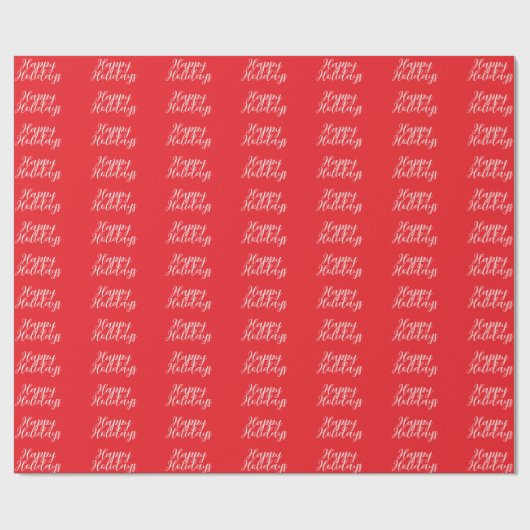 Bright Red Plain Elegant Happy Holidays Handwrite Cadeaupapier (Vlak)