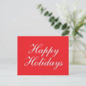 Bright Red Plain Elegant Happy Holidays Message Briefkaart (Staand voorkant)