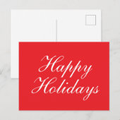 Bright Red Plain Elegant Happy Holidays Message Briefkaart (Voorkant / Achterkant)