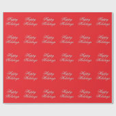 Bright Red Plain Elegant Happy Holidays Message Cadeaupapier (Vlak)