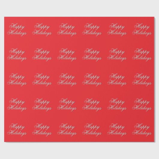 Bright Red Plain Elegant Happy Holidays Message Cadeaupapier (Vlak)