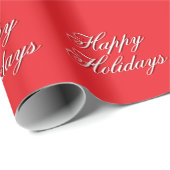 Bright Red Plain Elegant Happy Holidays Message Cadeaupapier (Rol Hoek)