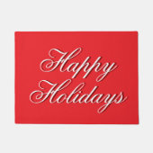Bright Red Plain Elegant Happy Holidays Message Deurmat (Voorkant)