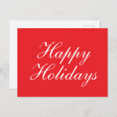 Bright Red Plain Elegant Happy Holidays Message Feestdagenkaart (Voorkant / Achterkant)