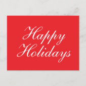 Bright Red Plain Elegant Happy Holidays Message Feestdagenkaart (Voorkant)