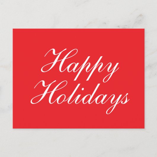 Bright Red Plain Elegant Happy Holidays Message Feestdagenkaart (Voorkant)