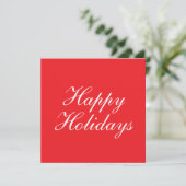 Bright Red Plain Elegant Happy Holidays Message Feestdagenkaart (Staand voorkant)