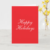 Bright Red Plain Elegant Happy Holidays Message Kaart (Gele Bloem)