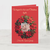 Bright Red Poinsettia and Greenery Circle Kaart (Voorkant)