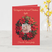 Bright Red Poinsettia and Greenery Circle Kaart (Gele Bloem)