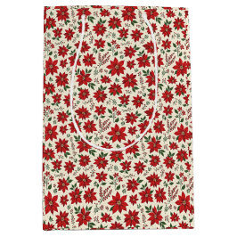 Bright Red Poinsettias Medium Cadeauzakje