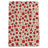 Bright Red Poinsettias Medium Cadeauzakje (Achterkant)