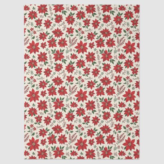 Bright Red Poinsettias Tissuepapier (Voorkant)