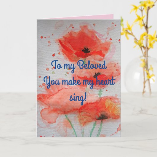 Bright Red Poppies Aquarel Verjaardag Kaart (Gele Bloem)