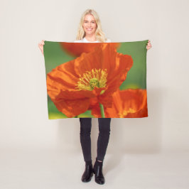 Bright Red Poppy Fleece Deken