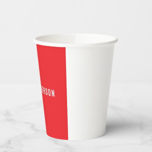 Bright Red Professional Plain Modern Elegant Name Papieren Bekers (Links)