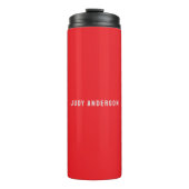 Bright Red Professional Plain Modern Elegant Name Thermosbeker (Voorkant)